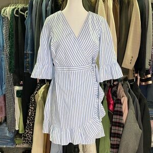 As U Wish Sky Blue and White Striped Dress